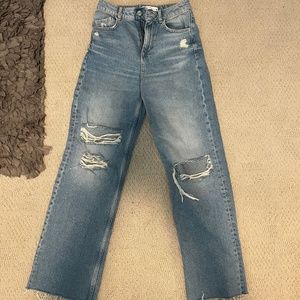 Zara wide leg distressed jeans